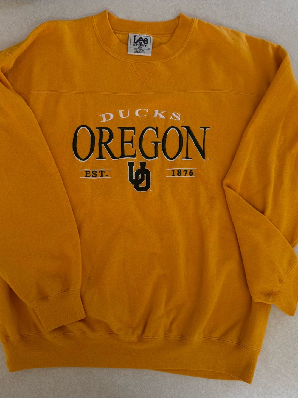 VTG Lee Oregon Ducks Gold Crewneck Sweatshirt